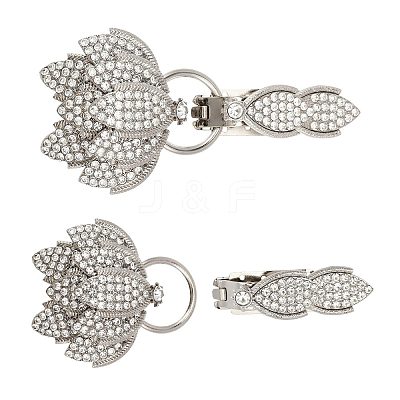 2Pcs Flower Alloy Rhinestone Snap Lock Clasps FIND-FH0018-22B-1