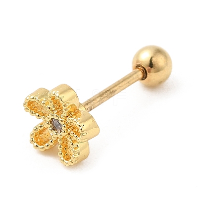 Brass Micro Pave Clear Cubic Zirconia Stud Earrings EJEW-L265-02G-1
