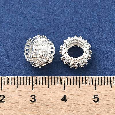 Brass Micro Pave Cubic Zirconia European Beads KK-P297-01S-1