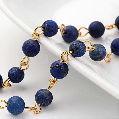 Handmade Natural Lapis Lazuli Beaded Chains AJEW-JB00228-01-1