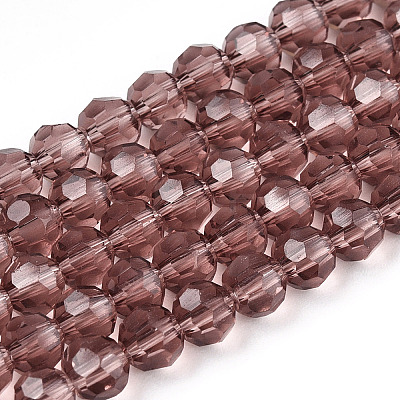 Faceted(32 Facets) Round Glass Beads Strands X-EGLA-J042-4mm-06-1