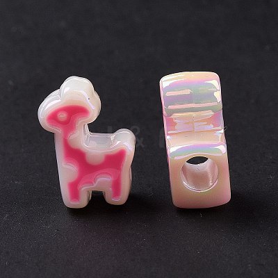 UV Plating Rainbow Iridescent Acrylic European Beads SACR-E009-45-1