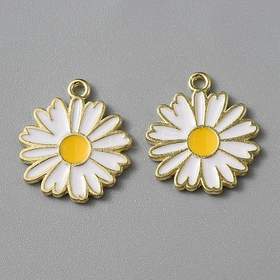 Light Gold Plated Alloy Enamel Pendants ENAM-WH0001-36LG-01-1