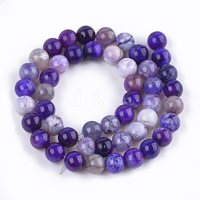 Dyed Natural Agate Beads Strands G-T109-8mm-08-1