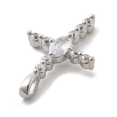 Brass Micro Pave Clear Cubic Zirconia Pendants KK-L228-01P-02-1