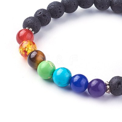 Natural Lava Rock Beads Stretch Bracelets BJEW-F380-04-1