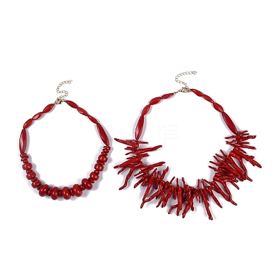 Bohemian and Exaggerated Resin Bib Necklace Sets NJEW-K384-09-1