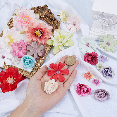 200Pcs 4 Styles Cloth Artificial FLower AJEW-SP0003-69-1