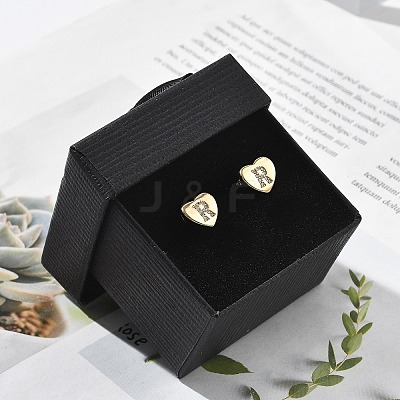 Rack Plating Brass Micro Pave Clear Cubic Zirconia Stud Earrings EJEW-K299-01G-R-1