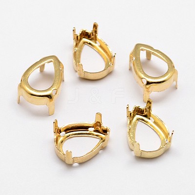 Flat Teardrop Brass Sew on Prong Settings KK-N0084-A02-10x14G-1