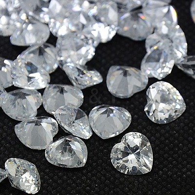 10PCS Clear Grade A Heart Cubic Zirconia Pointed Back Cabochons X-ZIRC-M005-6mm-007-1
