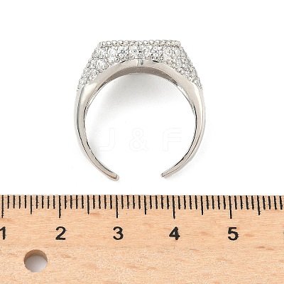 Heart Brass Micro Pave Cubic Zirconia Cuff Rings for Women RJEW-A069-11P-01-1