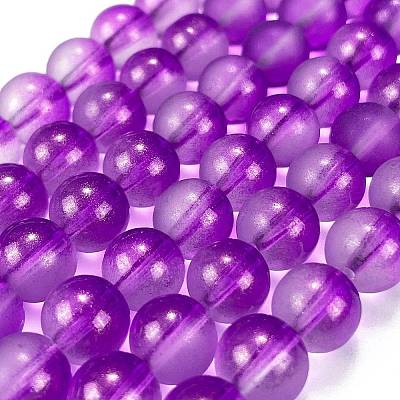 Frosted Transparent Glass Bead Strands GLAA-P065-8mm-15-1