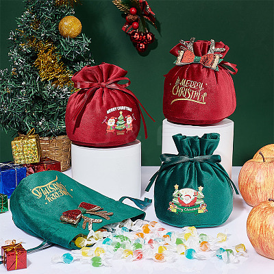 4Pcs 4 Styles Christmas Velvet Candy Apple Bags TP-BC0001-05-1