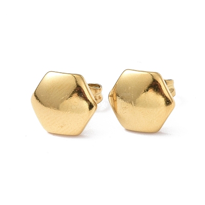 Ion Plating(IP) 304 Stainless Steel Hexagon Stud Earrings for Women EJEW-I285-04B-G-1