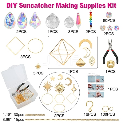 400Pcs DIY Glass Crystal Sun Catcher Hanging Decoration Sets PW-WG97738-01-1