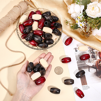 60Pcs 3 Colors Wood Beads WOOD-ME0001-10-1