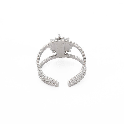 201 Stainless Steel Open Cuff Finger Ring Enamel Settings LS-STAS-S119-159B-P-1