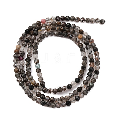 Natural Black Rutilated Quartz Beads Strands G-RM250104-C4-1