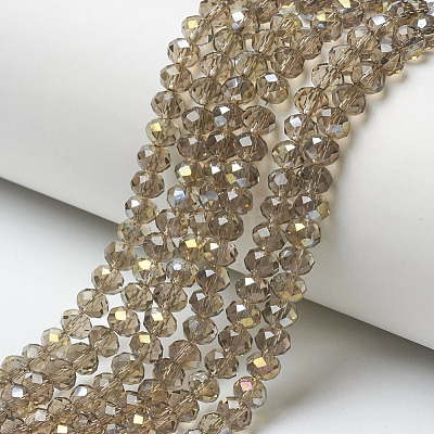 Electroplate Transparent Glass Beads Strands EGLA-A034-T6mm-H10-1