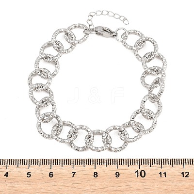 Hammered 304 Stainless Steel Rolo Chain Bracelets for Women BJEW-A160-10P-1