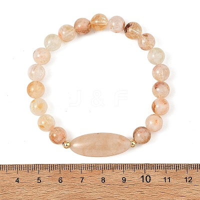 Natural Mixed Stone Round and Oval Beaded Stretch Bracelets BJEW-JB14485-1