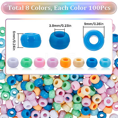 800Pcs 8 Colors Opaque Plastic Beads KY-SC0001-87-1