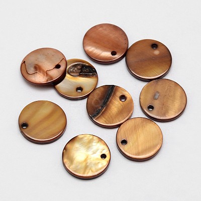 Dyed Natural Flat Round Shell Pendant LS-SHEL-P003-04A-1