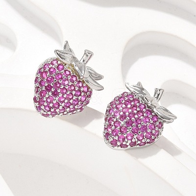 Brass Micro Pave Cubic Zirconia Stud Earrings EJEW-Q015-13P-01-1