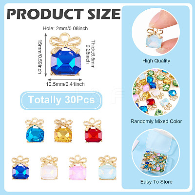 30Pcs Alloy & Glass Charms FIND-TA0008-05G-1