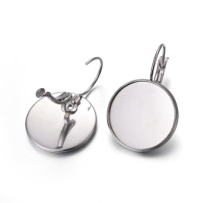 Tarnish Resistant 304 Stainless Steel Leverback Earring Settings LS-STAS-F191-03P-18mm-1