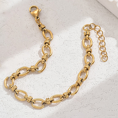 Minimalist Stainless Steel Oval Link Chain Bracelets for Women VK7404-1