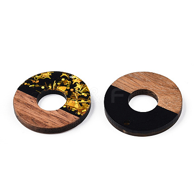Opaque Resin & Walnut Wood Pendants RESI-N039-41-1