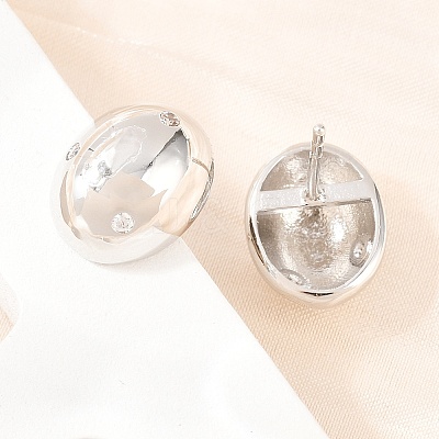 Oval Brass Micro Pave Cubic Zirconia Stud Earrings EJEW-Z164-17P-01-1