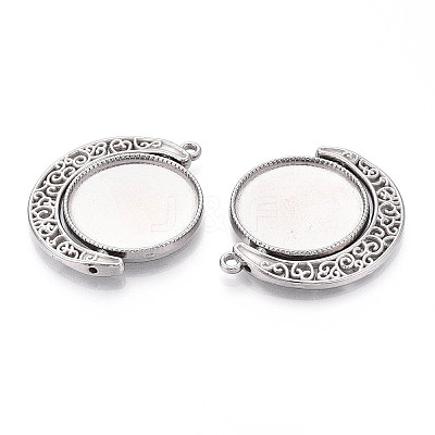 Non-Tarnish 304 Stainless Steel Rotatable Pendant Cabochon Settings STAS-N114-01P-1