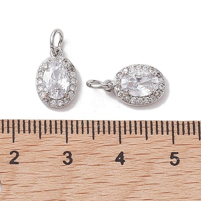 Brass Micro Pave Clear Cubic Zirconia Charms KK-K360-17P-1