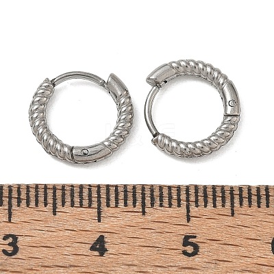 Twist Textured 304 Stainless Steel Huggie Hoop Earrings SA-CBA46AF-27P-01-1