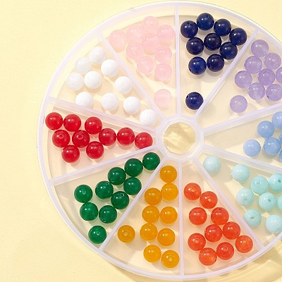 100Pcs 10 Colors Natural Dyed Malaysia Jade Beads G-FS0002-49-1