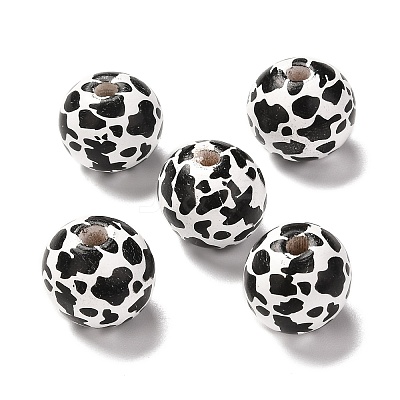 Printed Wood European Beads LS-X-WOOD-F011-06-1