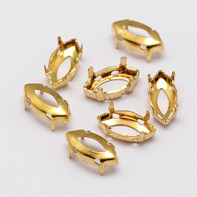 Horse Eye Brass Sew on Prong Settings KK-N0084-A03-13x27G-1