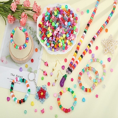 1200Pcs 5 Colors Opaque Acrylic Beads MACR-SZ0001-88-1