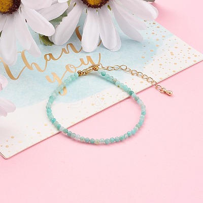 Faceted Natural Amazonite Beaded Bracelets for Women BJEW-JB05928-04-1