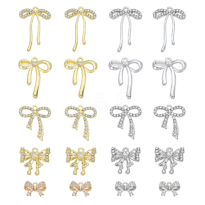 20Pcs 10 Styles Alloy & Brass Rhinestone Pendants FIND-GA0005-09-1