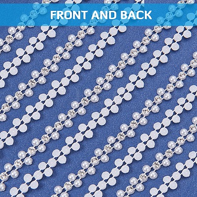 Flower ABS Plastic Imitation Pearl Beaded Trim Garland Strands CHAC-R001-01-1