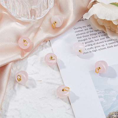 8Pcs Natural Rose Quartz Teacher Apple Charms G-FI0001-26-1