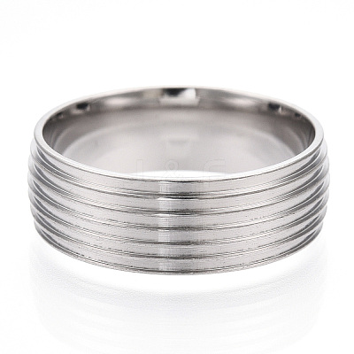 201 Stainless Steel Grooved Finger Ring Settings STAS-WH0047-04S-1