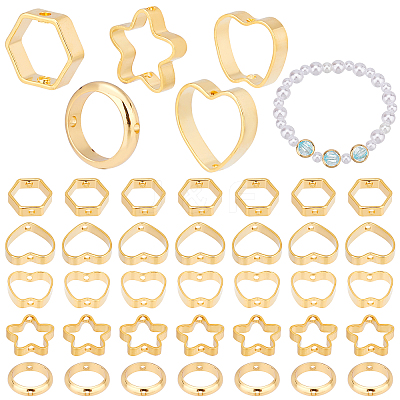 50Pcs 5 Style Brass Bead Frame KK-PH0004-25-1