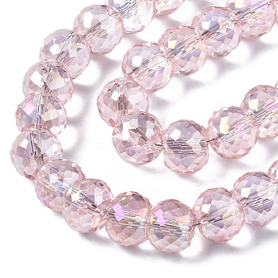 Electroplate Transparent Glass Beads Strands EGLA-Q125-004-1