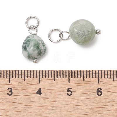 Natural Tree Agate Tumbled Stone Pendants PALLOY-JF05428-02-1