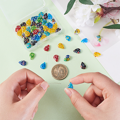 50Pcs Handmade Millefiori Glass Charms LK-CJ0001-07-1